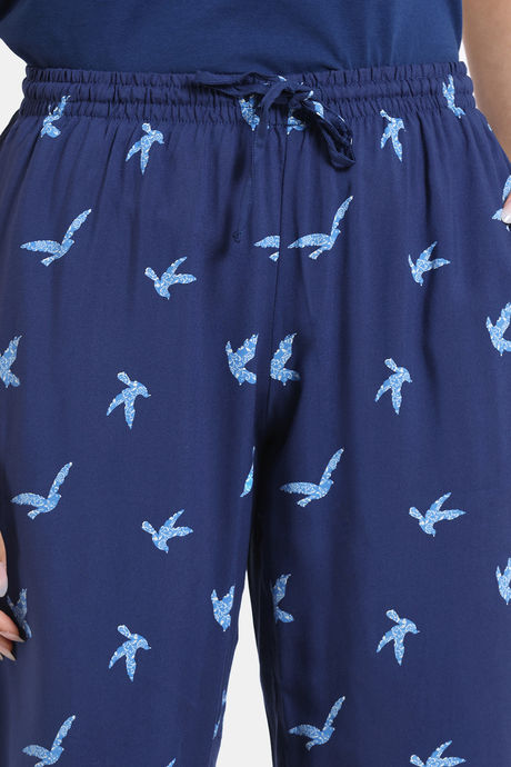 Zivame Avian Florals Woven Pyjama Set - Bellwether Blue — image 6